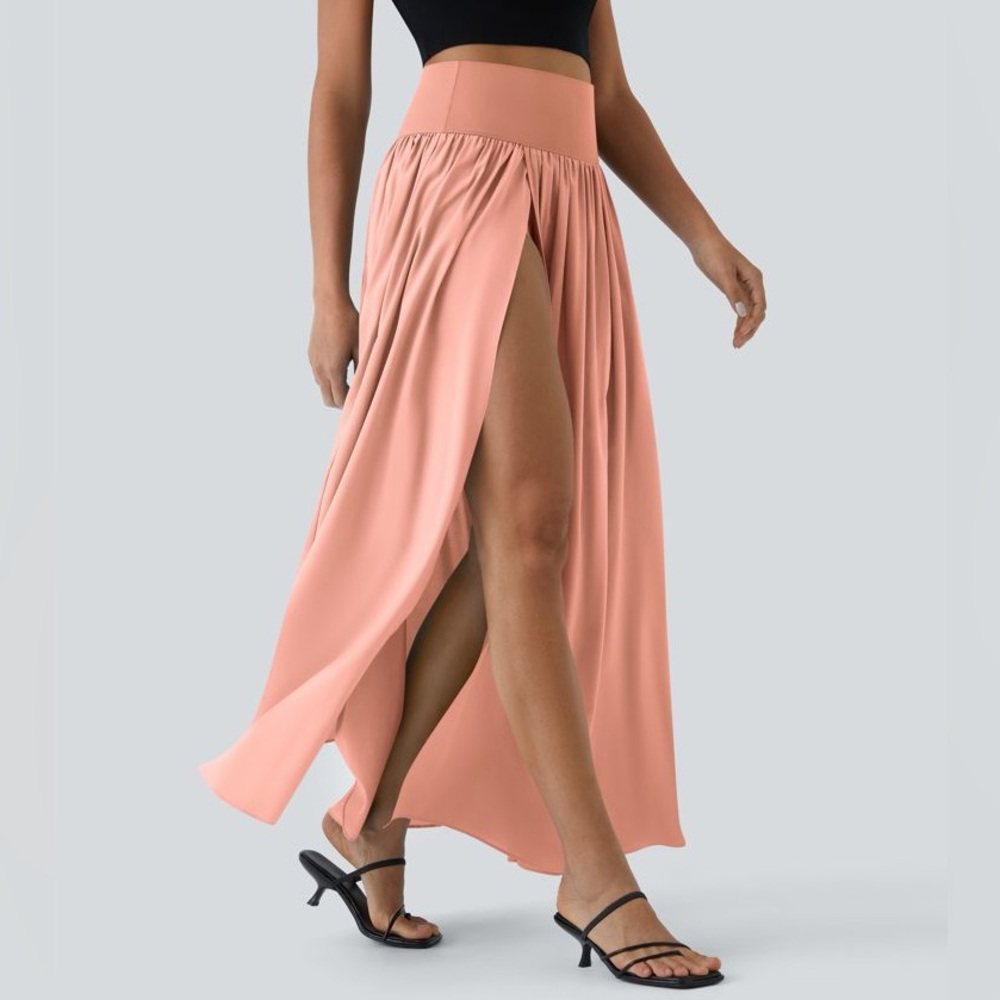 Halara Coral High Waisted Split 2-in-1 Flowy Quick Dry Maxi Skirt Size Small - Picture 3 of 6
